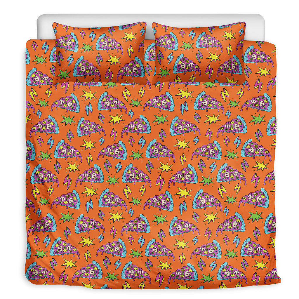 Trippy Pizza Pattern Print Duvet Cover Bedding Set