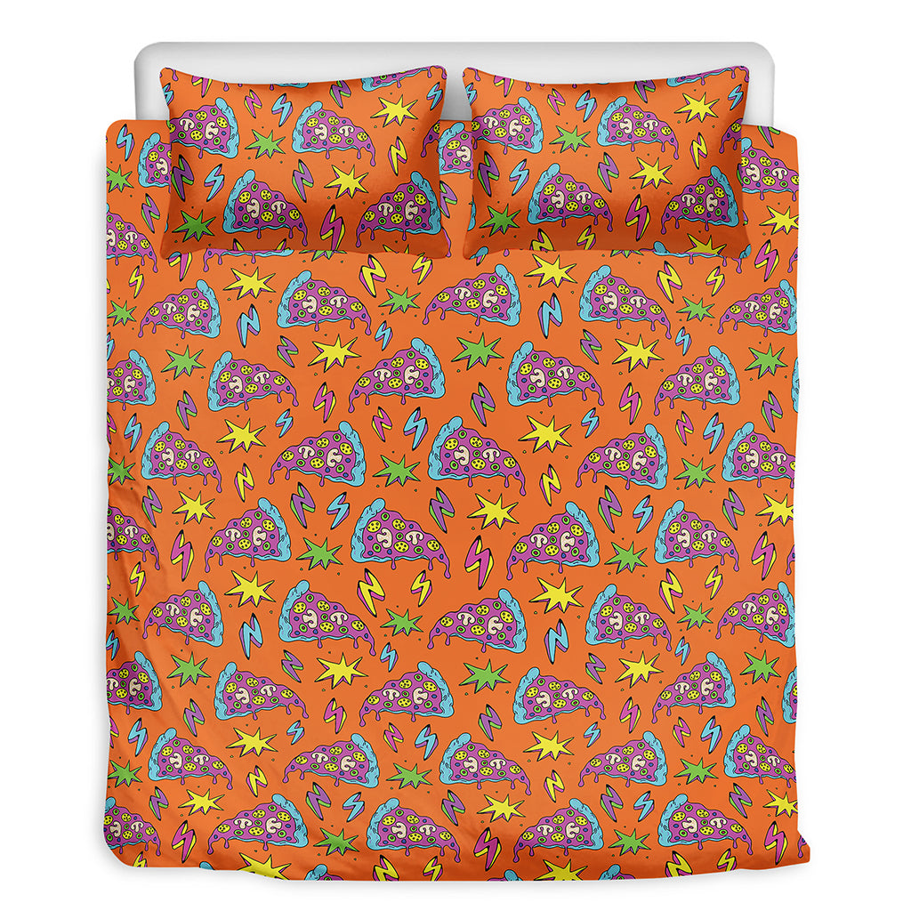 Trippy Pizza Pattern Print Duvet Cover Bedding Set