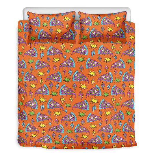 Trippy Pizza Pattern Print Duvet Cover Bedding Set