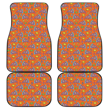 Trippy Pizza Pattern Print Front and Back Car Floor Mats