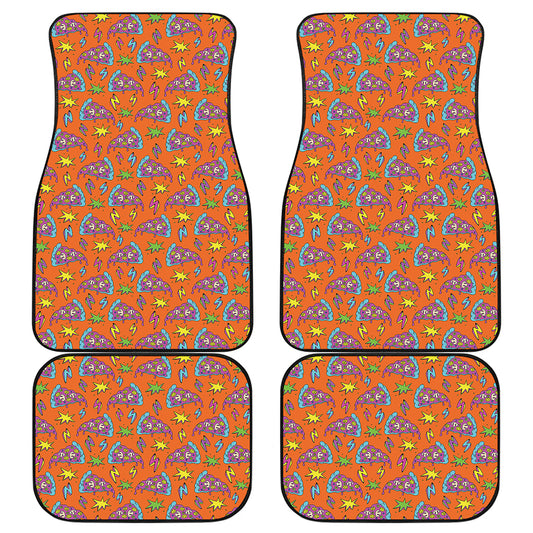 Trippy Pizza Pattern Print Front and Back Car Floor Mats