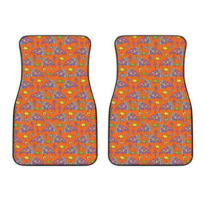 Trippy Pizza Pattern Print Front Car Floor Mats
