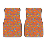Trippy Pizza Pattern Print Front Car Floor Mats