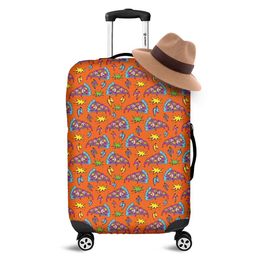 Trippy Pizza Pattern Print Luggage Cover