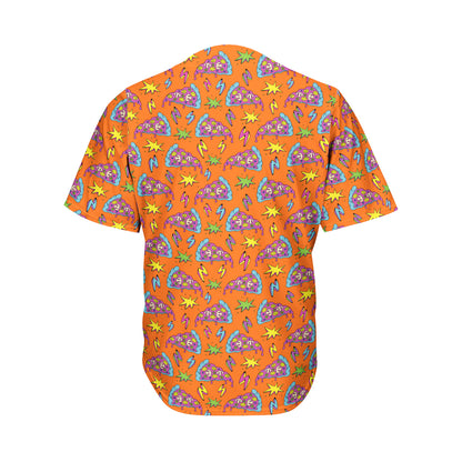 Trippy Pizza Pattern Print Men's Baseball Jersey