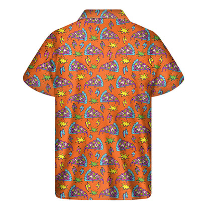 Trippy Pizza Pattern Print Men's Short Sleeve Shirt