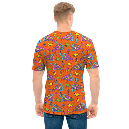 Trippy Pizza Pattern Print Men's T-Shirt