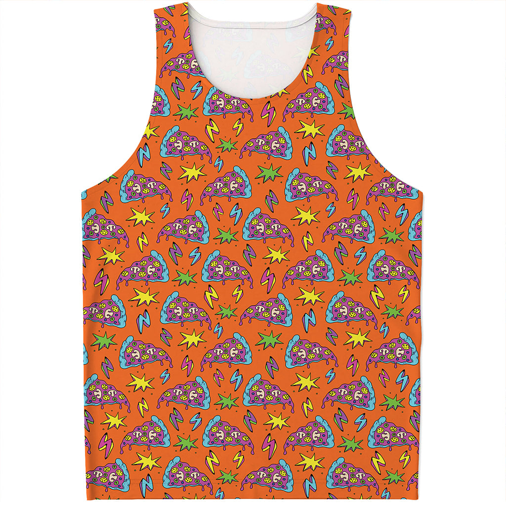 Trippy Pizza Pattern Print Men's Tank Top