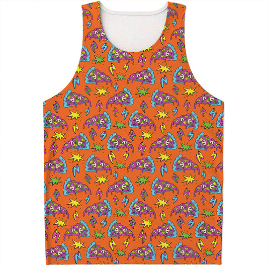 Trippy Pizza Pattern Print Men's Tank Top