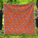 Trippy Pizza Pattern Print Quilt