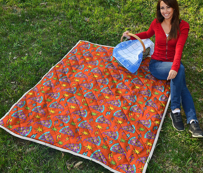 Trippy Pizza Pattern Print Quilt