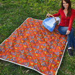 Trippy Pizza Pattern Print Quilt
