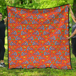 Trippy Pizza Pattern Print Quilt
