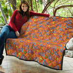 Trippy Pizza Pattern Print Quilt