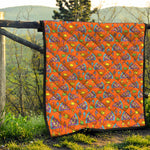 Trippy Pizza Pattern Print Quilt