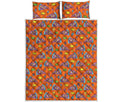 Trippy Pizza Pattern Print Quilt Bed Set