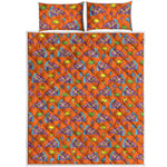 Trippy Pizza Pattern Print Quilt Bed Set