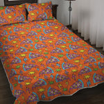 Trippy Pizza Pattern Print Quilt Bed Set