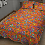 Trippy Pizza Pattern Print Quilt Bed Set