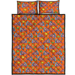 Trippy Pizza Pattern Print Quilt Bed Set