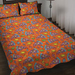 Trippy Pizza Pattern Print Quilt Bed Set