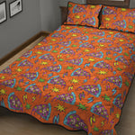 Trippy Pizza Pattern Print Quilt Bed Set