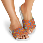 Trippy Pizza Pattern Print White Slide Sandals