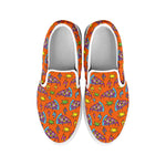 Trippy Pizza Pattern Print White Slip On Shoes