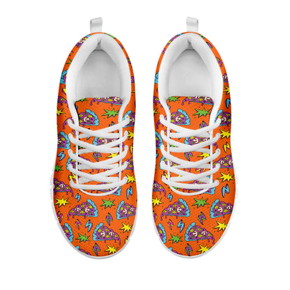 Trippy Pizza Pattern Print White Sneakers