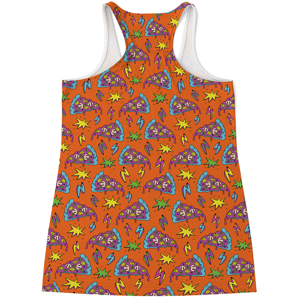 Trippy Pizza Pattern Print Women's Racerback Tank Top