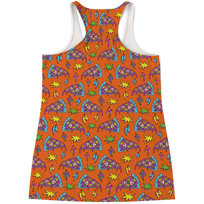 Trippy Pizza Pattern Print Women's Racerback Tank Top