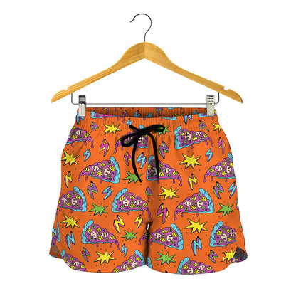 Trippy Pizza Pattern Print Women's Shorts