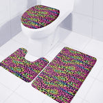 Trippy Psychedelic Leopard Print 3 Piece Bath Mat Set