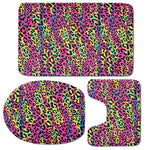 Trippy Psychedelic Leopard Print 3 Piece Bath Mat Set