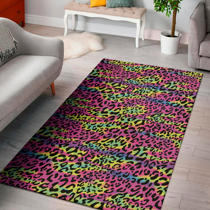 Trippy Psychedelic Leopard Print Area Rug