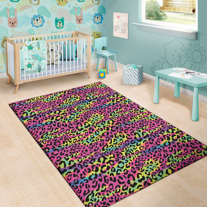 Trippy Psychedelic Leopard Print Area Rug