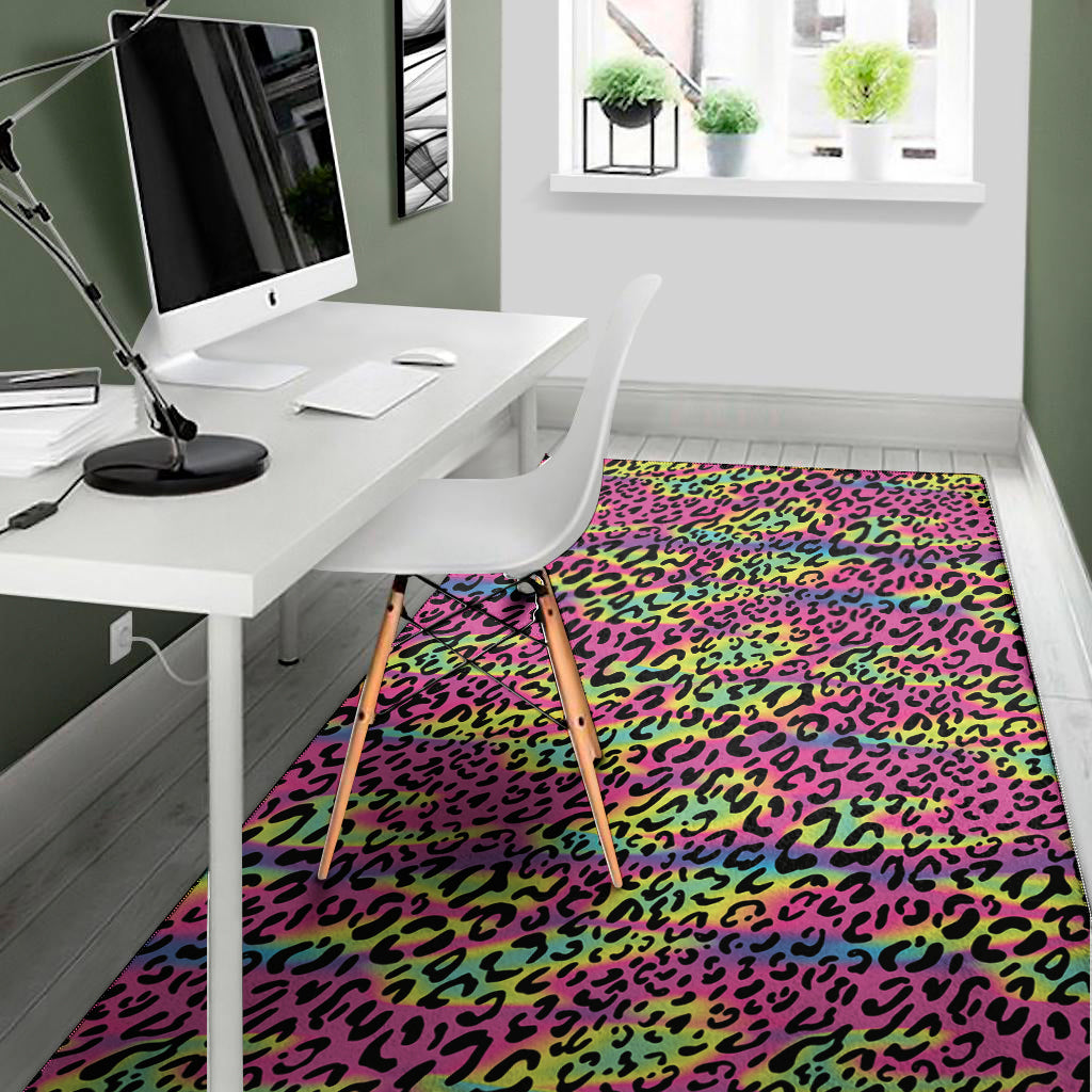 Trippy Psychedelic Leopard Print Area Rug