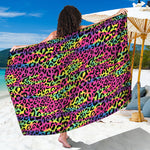 Trippy Psychedelic Leopard Print Beach Sarong Wrap