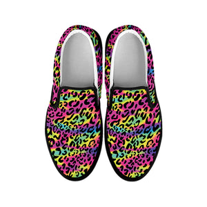 Trippy Psychedelic Leopard Print Black Slip On Shoes