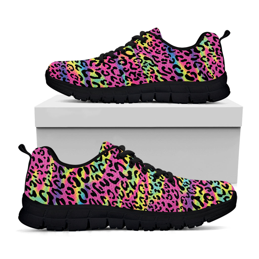 Trippy Psychedelic Leopard Print Black Sneakers