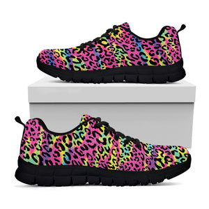 Trippy Psychedelic Leopard Print Black Sneakers