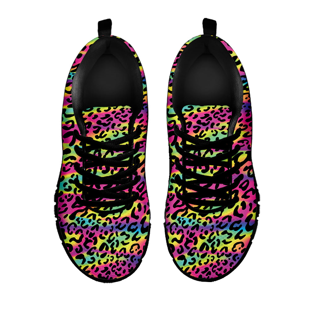 Trippy Psychedelic Leopard Print Black Sneakers