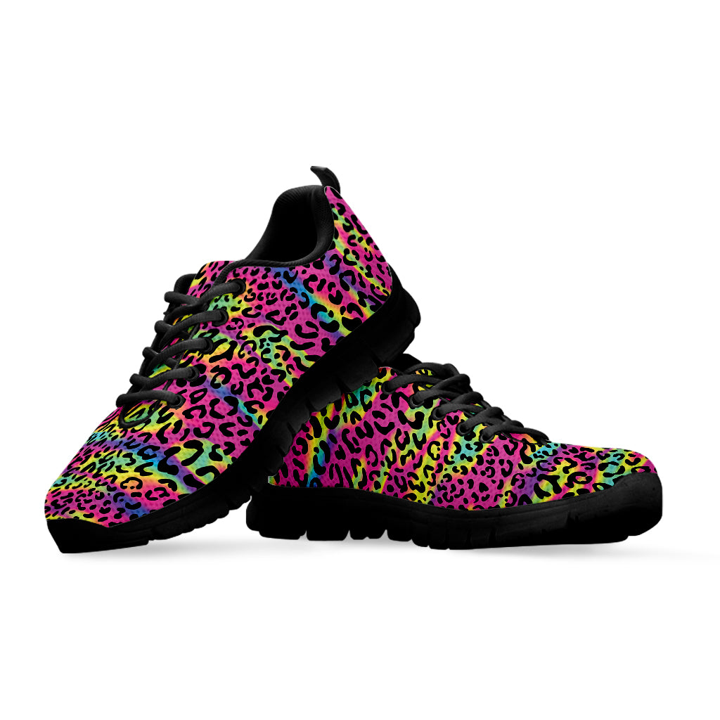 Trippy Psychedelic Leopard Print Black Sneakers