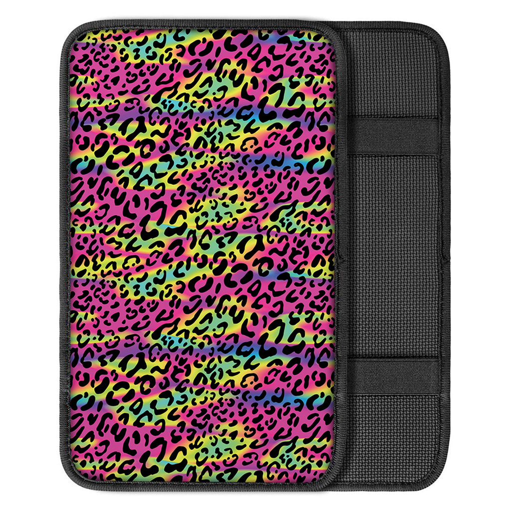 Trippy Psychedelic Leopard Print Car Center Console Cover