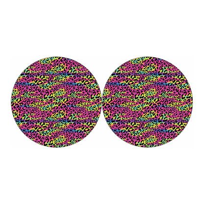 Trippy Psychedelic Leopard Print Car Coasters