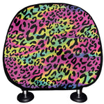 Trippy Psychedelic Leopard Print Car Headrest Covers