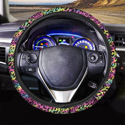 Trippy Psychedelic Leopard Print Car Steering Wheel Cover