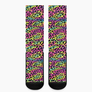 Trippy Psychedelic Leopard Print Crew Socks