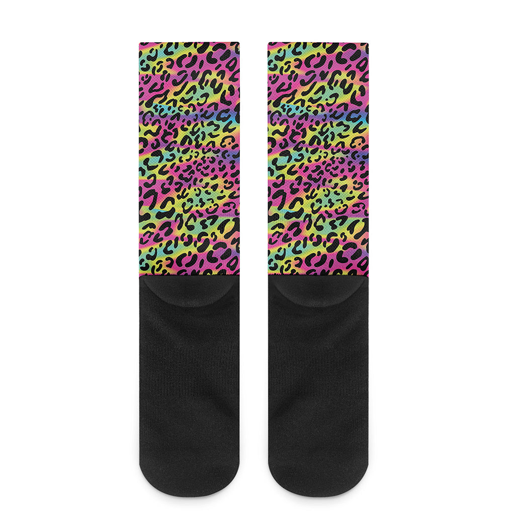 Trippy Psychedelic Leopard Print Crew Socks