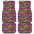 Trippy Psychedelic Leopard Print Front and Back Car Floor Mats
